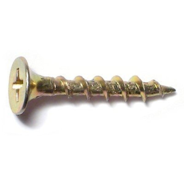 Buildright Wood Screw, #6, 1 in, Zinc Yellow Steel Flat Head Phillips Drive, 10000 PK 03445